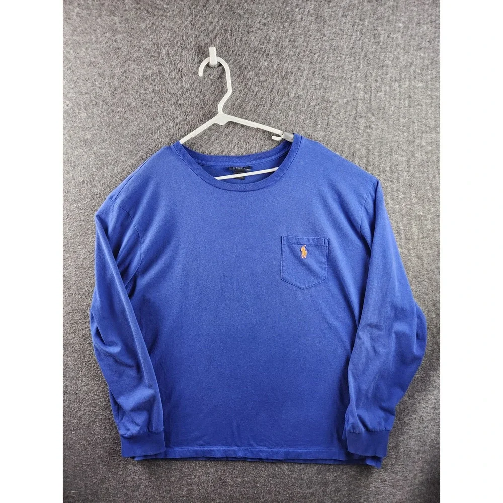 Polo Ralph Lauren Men's XL Royal Blue LS Pocket T-Shirt Pony Logo Cotton Classic